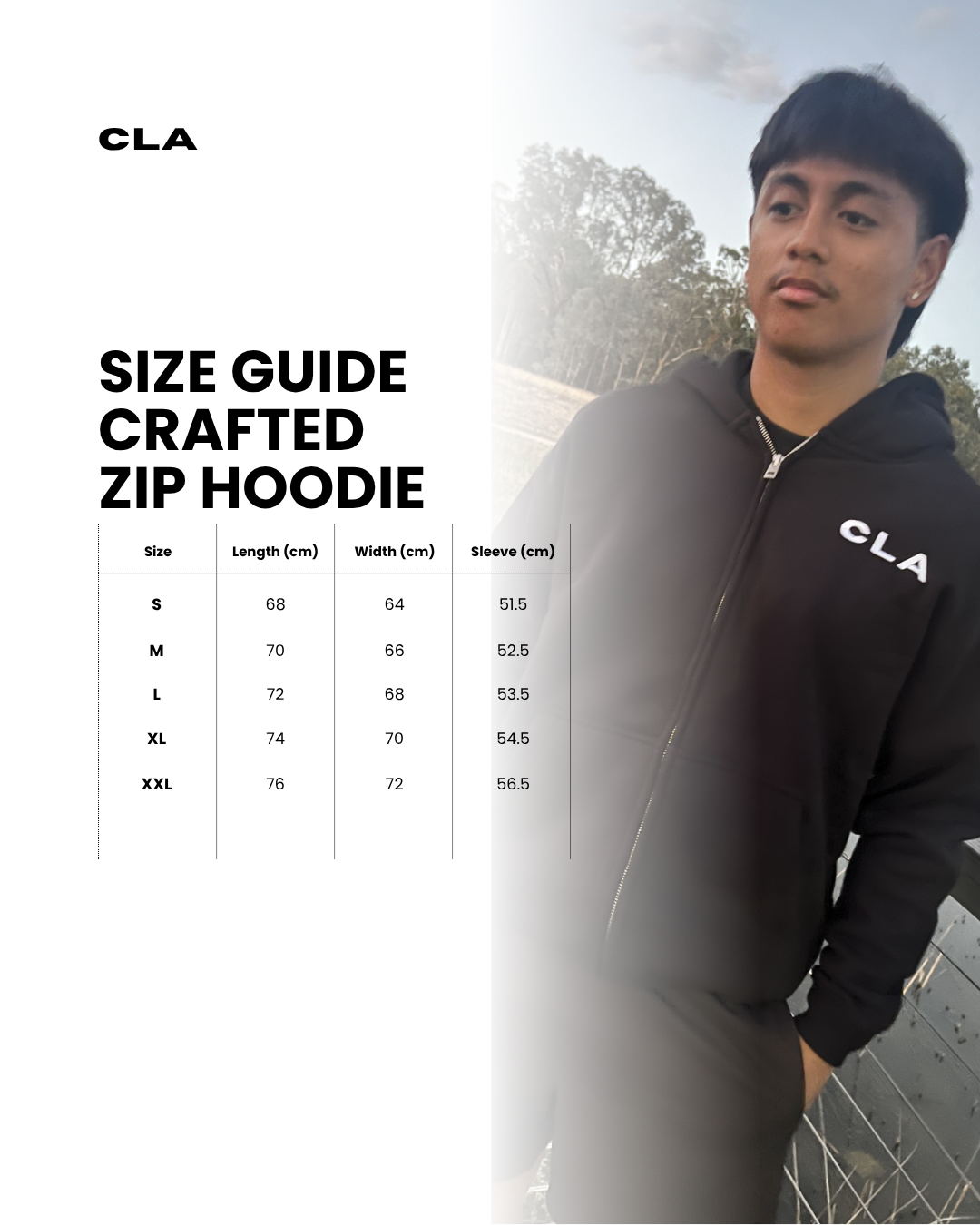 CRAFTED FULL ZIP HOODIE - BLACK