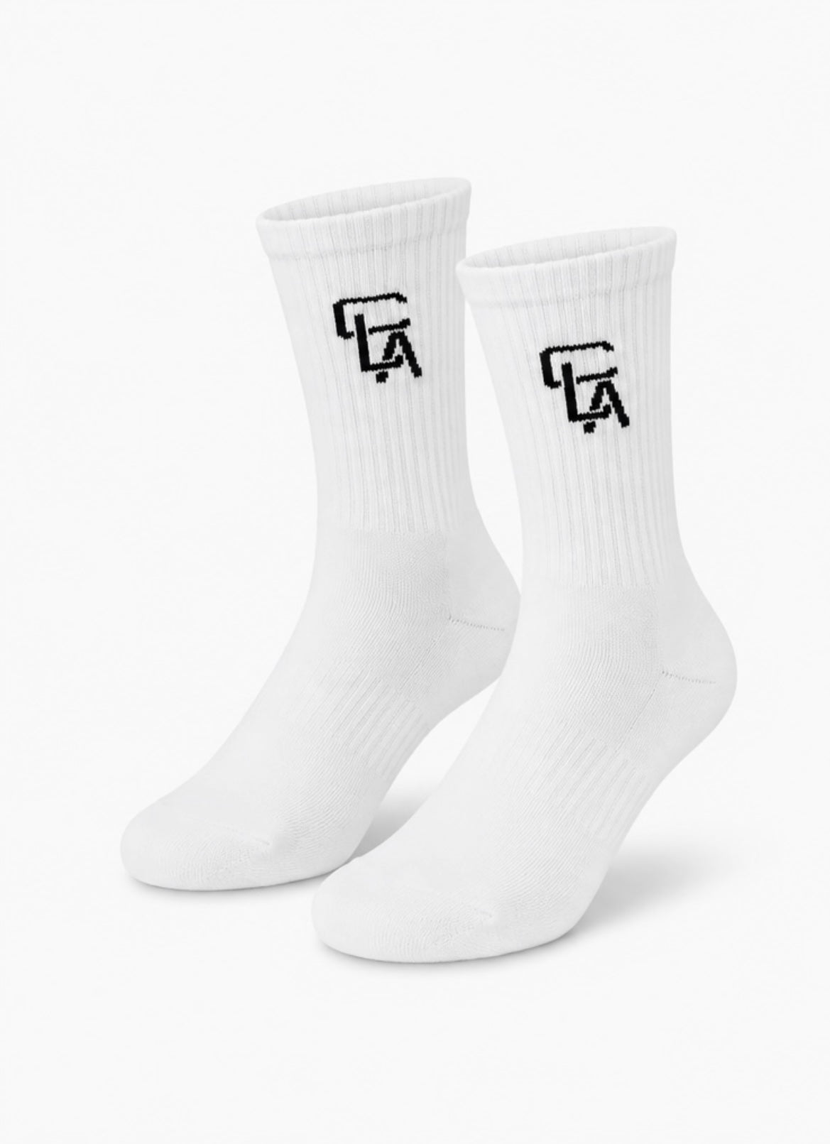 PREMIUM CREW LINKED LOGO SOCKS - WHITE