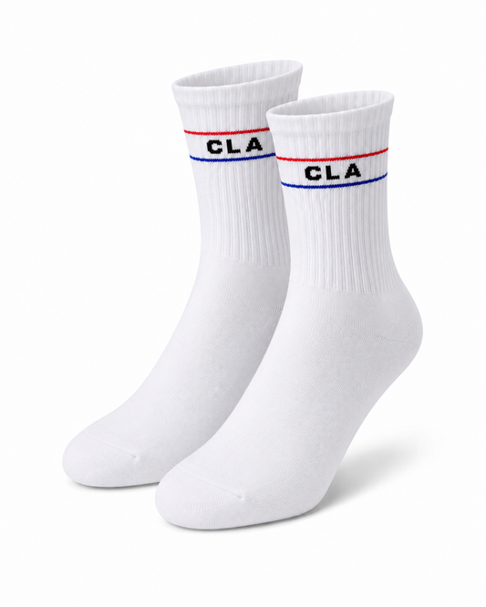 PREMIUM CREW SIREN STRIPES SOCKS - WHITE