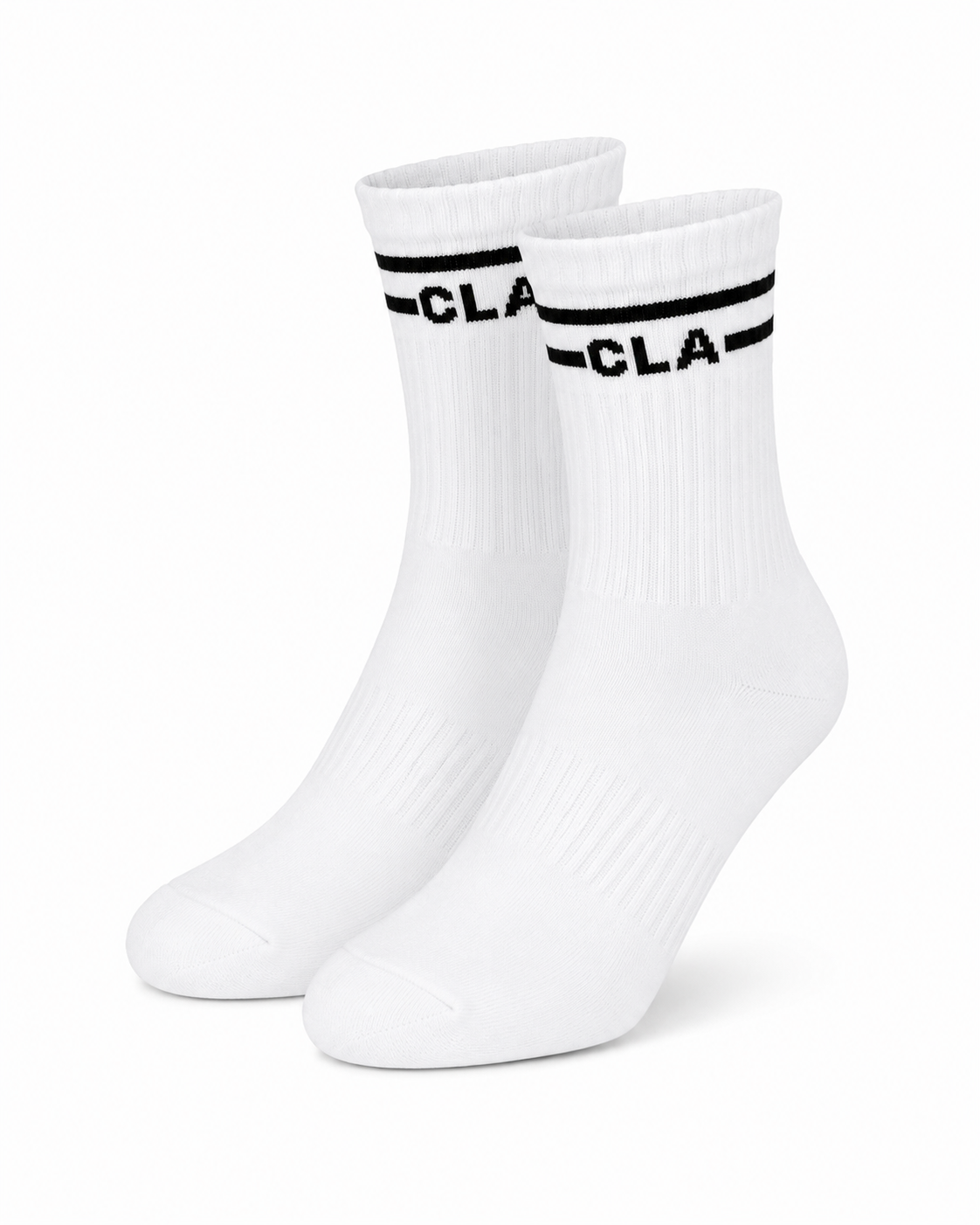 PREMIUM CREW SPLIT STRIPE SOCKS - WHITE