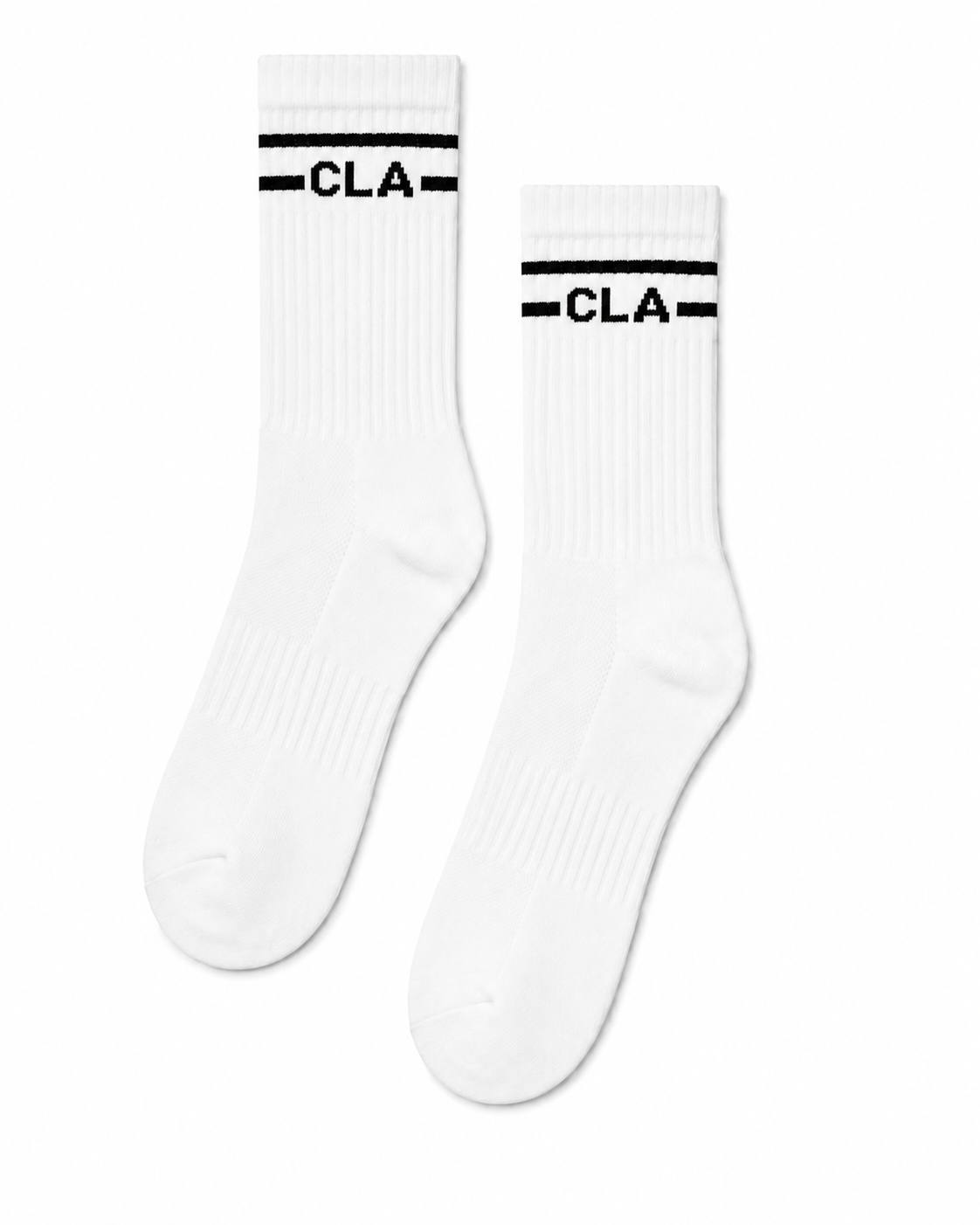PREMIUM CREW SPLIT STRIPE SOCKS - WHITE