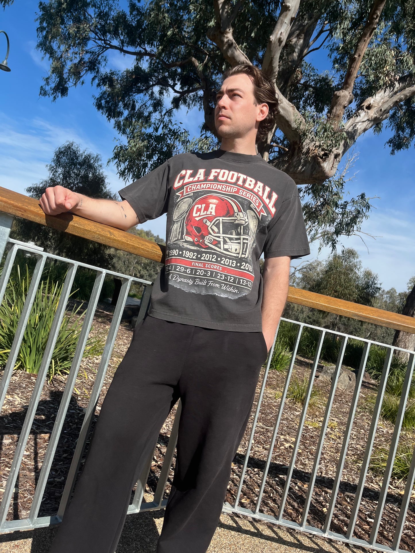 BRAND NEW VINTAGE CLA FOOTBALL TEE - WASHED GREY