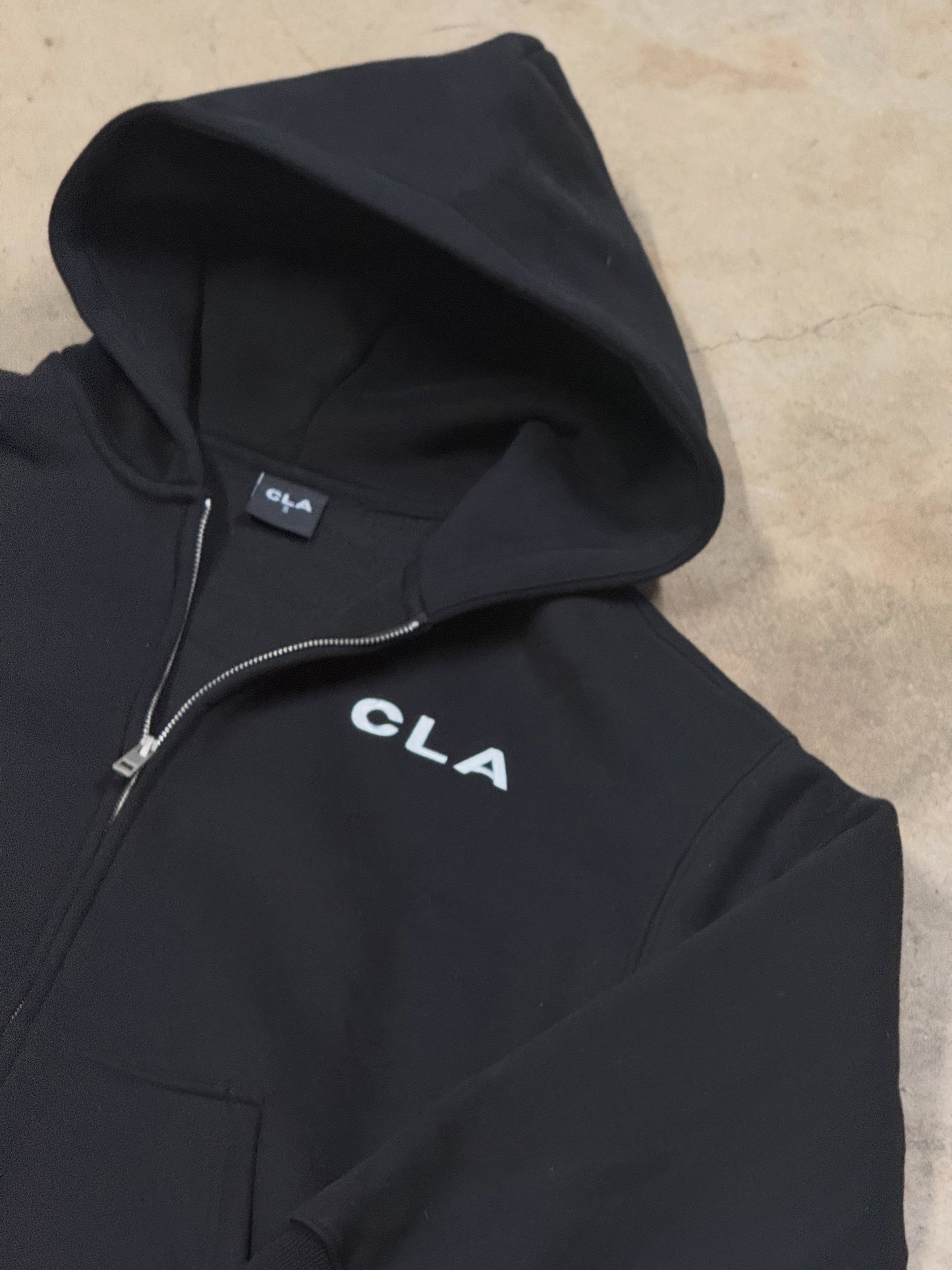 CRAFTED FULL ZIP HOODIE - BLACK